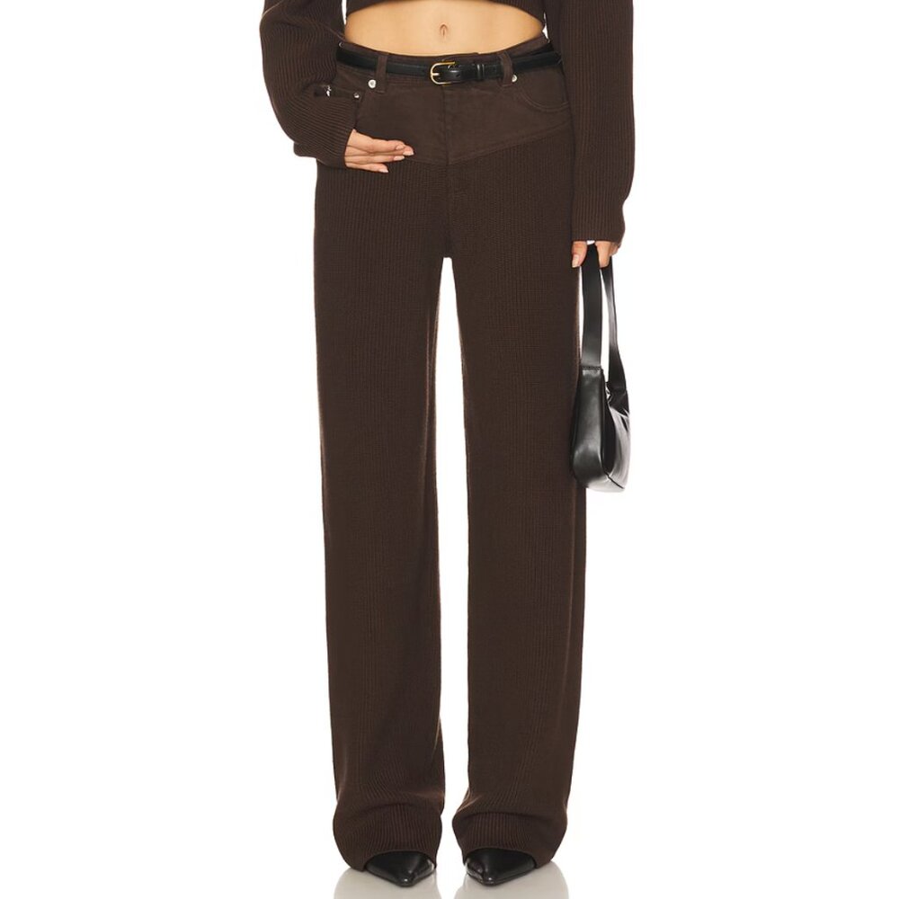 Seroya Chani Knit Pant Denim Jeans, Espresso Brown - Medium - NWT
